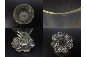 昭和初期〜中期　切子　様々なデザインが楽しめるグラス9点セット(カクテル、ワイン、リキュール、バラ、薔薇、花、葡萄、ぶどう、和ガラス、硝子、酒器、酒杯)(R-082973)