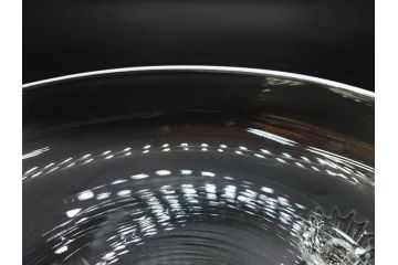 戦前　当時物　乳白縁　シンプルながら上品な佇まいの脚付きガラスボウル(ガラス鉢、深皿、フルーツ、コンポート、三つ足、和ガラス、硝子)(R-082974)