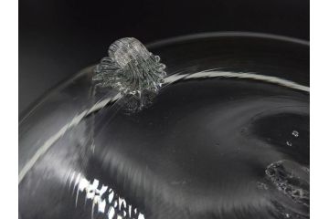 戦前　当時物　乳白縁　シンプルながら上品な佇まいの脚付きガラスボウル(ガラス鉢、深皿、フルーツ、コンポート、三つ足、和ガラス、硝子)(R-082974)