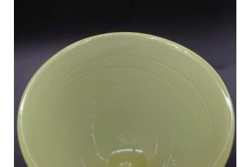 ウランガラス　プレスガラス　棗型(なつめ形)　黄練り　シンプルでレトロな佇まいの氷コップ2客セット(大・小、グラス、硝子、和ガラス)(R-082980)