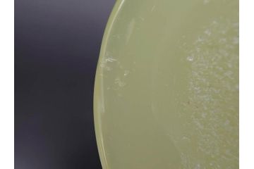 ウランガラス　プレスガラス　棗型(なつめ形)　黄練り　シンプルでレトロな佇まいの氷コップ2客セット(大・小、グラス、硝子、和ガラス)(R-082980)