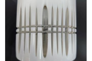 明治〜大正　外切子　色被せ　白　落ち着きのある上品な佇まいが魅力の小物入れ(灰皿、アッシュトレイ、和ガラス、硝子)(R-082981)