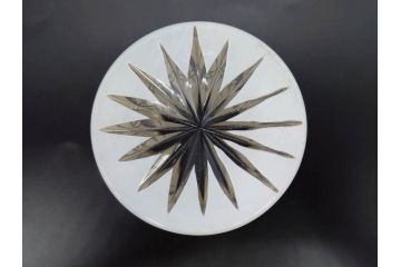 明治〜大正　外切子　色被せ　白　落ち着きのある上品な佇まいが魅力の小物入れ(灰皿、アッシュトレイ、和ガラス、硝子)(R-082981)