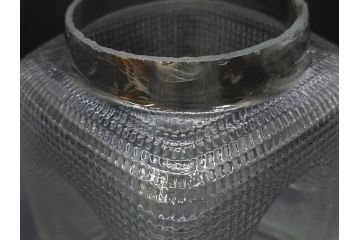 戦前　当時物　レトロな雰囲気を醸し出すキャンディーポット(菓子瓶、あめや瓶、飴屋、砂糖壺、ガラス瓶、ガラスビン、蓋(フタ)付き、菓子瓶、ボンボン入れ、小物入れ、硝子)(R-082983)