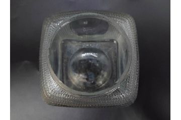 戦前　当時物　レトロな雰囲気を醸し出すキャンディーポット(菓子瓶、あめや瓶、飴屋、砂糖壺、ガラス瓶、ガラスビン、蓋(フタ)付き、菓子瓶、ボンボン入れ、小物入れ、硝子)(R-082983)