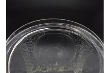 戦前　当時物　大胆にあしらわれた唐草模様が目を引くキャンディーポット(菓子瓶、あめや瓶、飴屋、砂糖壺、ガラス瓶、ガラスビン、蓋(フタ)付き、菓子瓶、ボンボン入れ、小物入れ、硝子)(R-082985)