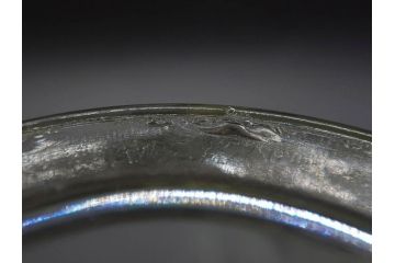 戦前　当時物　大胆にあしらわれた唐草模様が目を引くキャンディーポット(菓子瓶、あめや瓶、飴屋、砂糖壺、ガラス瓶、ガラスビン、蓋(フタ)付き、菓子瓶、ボンボン入れ、小物入れ、硝子)(R-082985)