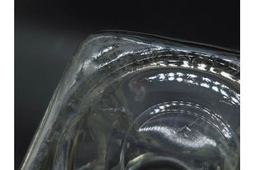 戦前　当時物　大胆にあしらわれた唐草模様が目を引くキャンディーポット(菓子瓶、あめや瓶、飴屋、砂糖壺、ガラス瓶、ガラスビン、蓋(フタ)付き、菓子瓶、ボンボン入れ、小物入れ、硝子)(R-082985)