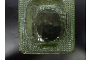 戦前　当時物　ウランガラス　ノスタルジックな雰囲気が魅力のキャンディーポット(菓子瓶、あめや瓶、飴屋、砂糖壺、ガラス瓶、ガラスビン、蓋(フタ)付き、菓子瓶、ボンボン入れ、小物入れ、硝子)(R-082986)