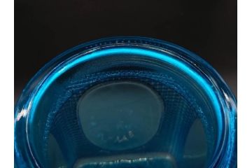 戦前　当時物　鮮やかなブルーカラーが置くだけでお部屋のアクセントになるキャンディーポット(青、菓子瓶、あめや瓶、飴屋、砂糖壺、ガラス瓶、ガラスビン、蓋(フタ)付き、菓子瓶、ボンボン入れ、小物入れ、硝子)(R-082987)
