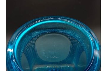 戦前　当時物　鮮やかなブルーカラーが置くだけでお部屋のアクセントになるキャンディーポット(青、菓子瓶、あめや瓶、飴屋、砂糖壺、ガラス瓶、ガラスビン、蓋(フタ)付き、菓子瓶、ボンボン入れ、小物入れ、硝子)(R-082987)