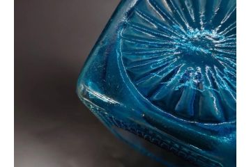 戦前　当時物　鮮やかなブルーカラーが置くだけでお部屋のアクセントになるキャンディーポット(青、菓子瓶、あめや瓶、飴屋、砂糖壺、ガラス瓶、ガラスビン、蓋(フタ)付き、菓子瓶、ボンボン入れ、小物入れ、硝子)(R-082987)