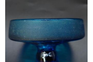 戦前　当時物　鮮やかなブルーカラーが置くだけでお部屋のアクセントになるキャンディーポット(青、菓子瓶、あめや瓶、飴屋、砂糖壺、ガラス瓶、ガラスビン、蓋(フタ)付き、菓子瓶、ボンボン入れ、小物入れ、硝子)(R-082987)