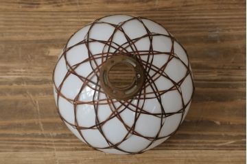 和製アンティーク　竹網み細工のかごめ(籠目)模様が素敵な天井照明(ペンダントライト、吊り下げ照明)(R-082989)