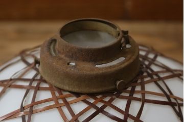和製アンティーク　竹網み細工のかごめ(籠目)模様が素敵な天井照明(ペンダントライト、吊り下げ照明)(R-082989)