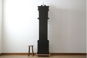 中古　高級品!!　オリエンタルデザイン　ドイツ製ムーブメント　黒塗りに金蒔絵風の絵柄が美しいホールクロック(時計台、振り子時計、ディスプレイ)(R-082994)