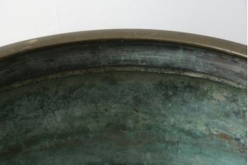 明治大正期　上手物　斑紫銅　琢斎銘　根来塗台座付きの古銅火鉢(手あぶり、鉢カバー、ディスプレイ、プランター)(R-082998)