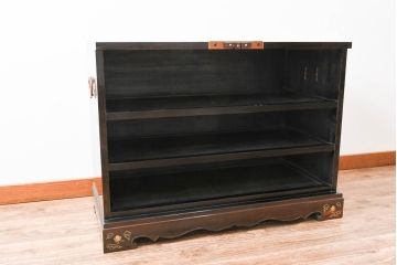 中古　美品　大阪唐木指物　吉田唐木工芸社　寄木細工　象嵌入りの華やかなオリエンタルチェスト(収納箪笥、和タンス、サイドチェスト、ローチェスト、引き出し)(R-083000)