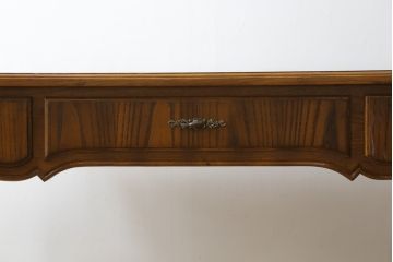 中古　美品　DREXEL HERITAGE(ドレクセルヘリテイジ)　フレンチスタイル　上品でエレガントなバール杢天板のデスク(机、ワークデスク、コンソールテーブル、在宅用、在宅ワーク用)(R-083001)