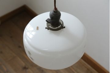和製アンティーク　竹文様　カットガラス　レトロな切子が奥ゆかしい雰囲気を醸し出す天井照明(吊り下げ照明、シェード、ペンダントライト、電笠)(R-083007)