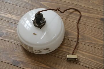 和製アンティーク　竹文様　カットガラス　レトロな切子が奥ゆかしい雰囲気を醸し出す天井照明(吊り下げ照明、シェード、ペンダントライト、電笠)(R-083007)