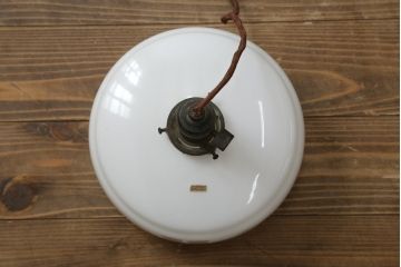 和製アンティーク　竹文様　カットガラス　レトロな切子が奥ゆかしい雰囲気を醸し出す天井照明(吊り下げ照明、シェード、ペンダントライト、電笠)(R-083007)