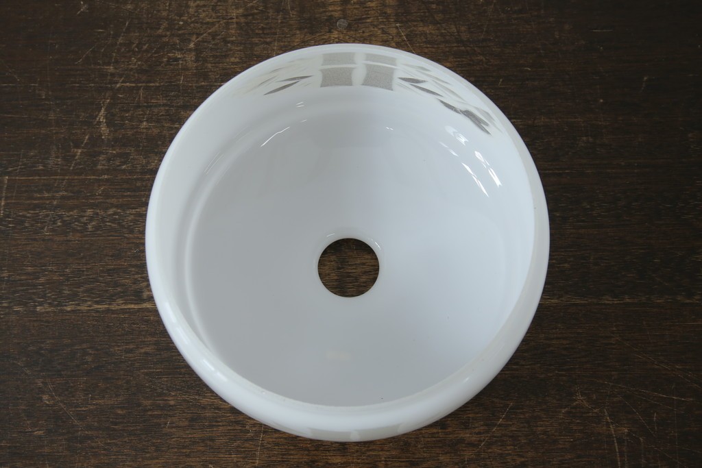 和製アンティーク　竹文様　カットガラス　レトロな切子が奥ゆかしい雰囲気を醸し出す天井照明　(R-083007)