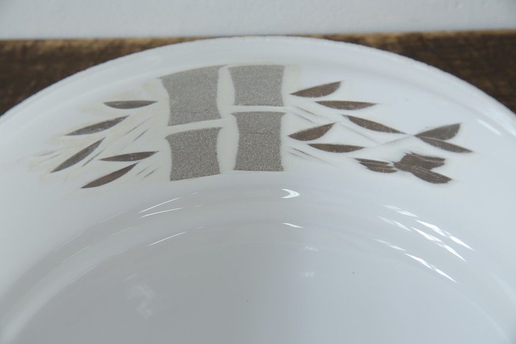 和製アンティーク　竹文様　カットガラス　レトロな切子が奥ゆかしい雰囲気を醸し出す天井照明　(R-083007)