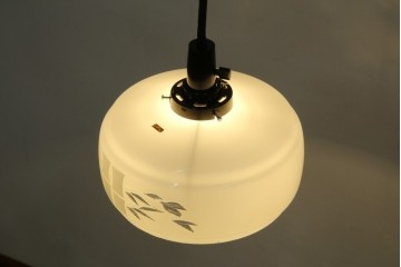 和製アンティーク　竹文様　カットガラス　レトロな切子が奥ゆかしい雰囲気を醸し出す天井照明　(R-083007)