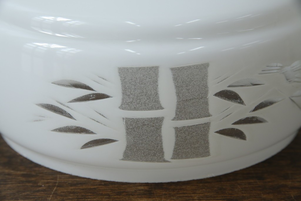 和製アンティーク　竹文様　カットガラス　レトロな切子が奥ゆかしい雰囲気を醸し出す天井照明　(R-083007)