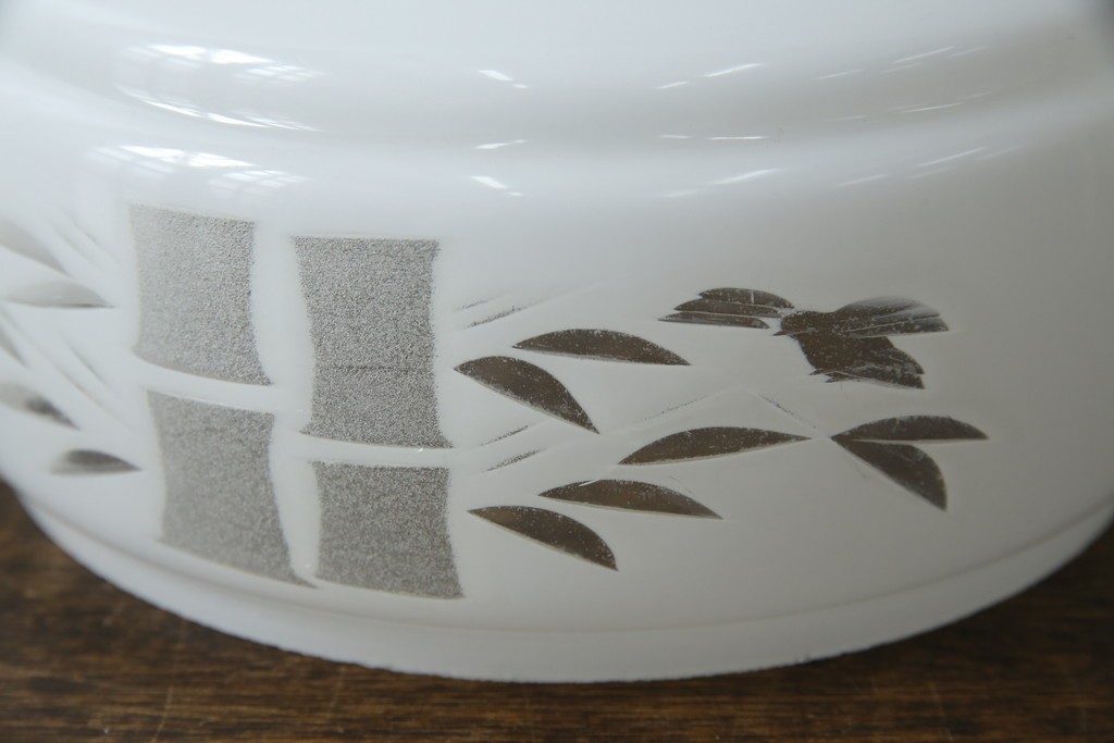 和製アンティーク　竹文様　カットガラス　レトロな切子が奥ゆかしい雰囲気を醸し出す天井照明　(R-083007)