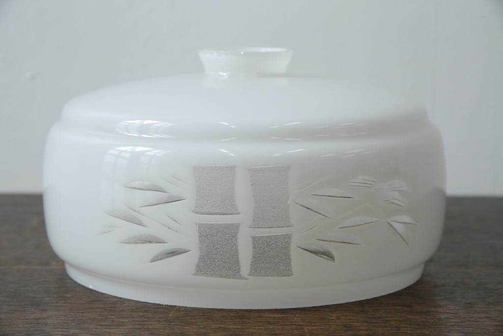 和製アンティーク　竹文様　カットガラス　レトロな切子が奥ゆかしい雰囲気を醸し出す天井照明　(R-083007)