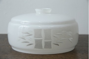 和製アンティーク　竹文様　カットガラス　レトロな切子が奥ゆかしい雰囲気を醸し出す天井照明　(R-083007)