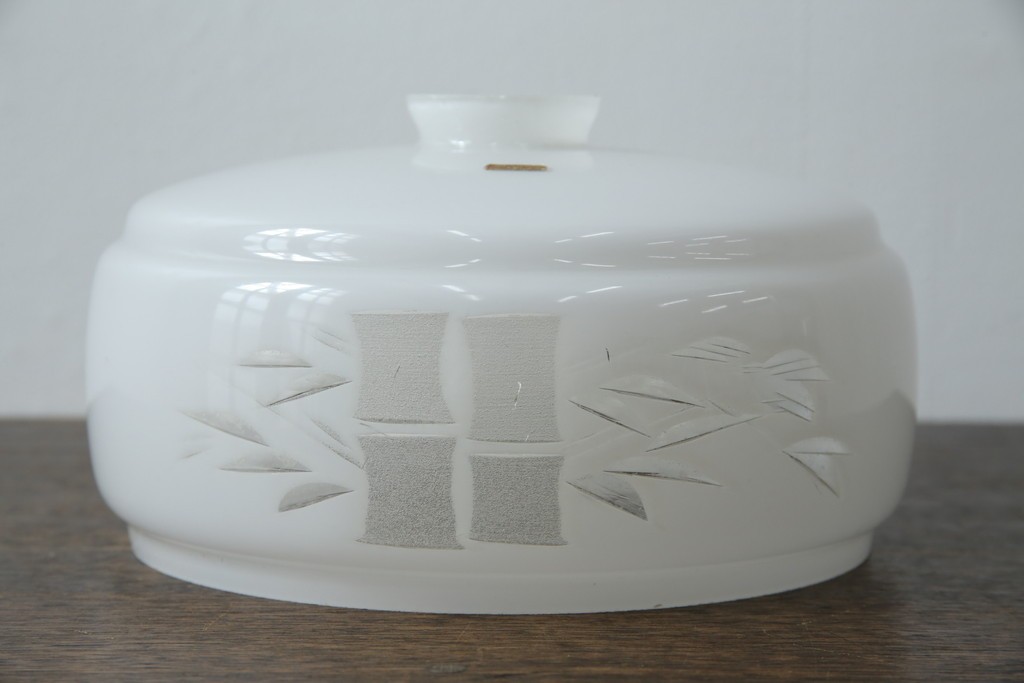 和製アンティーク　竹文様　カットガラス　レトロな切子が奥ゆかしい雰囲気を醸し出す天井照明　(R-083007)