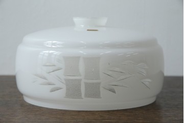 和製アンティーク　竹文様　カットガラス　レトロな切子が奥ゆかしい雰囲気を醸し出す天井照明　(R-083007)