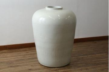 和製アンティーク　超特大!!　花器に最適!!　明治期　伊万里　白磁　古い造り酒屋の味わい深い大酒甕(酒壺、酒器、かめ、つぼ、壷)(R-083014)