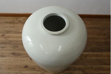 和製アンティーク　超特大!!　花器に最適!!　明治期　伊万里　白磁　古い造り酒屋の味わい深い大酒甕(酒壺、酒器、かめ、つぼ、壷)(R-083014)
