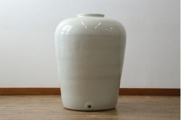 和製アンティーク　超特大!!　花器に最適!!　明治期　伊万里　白磁　古い造り酒屋の味わい深い大酒甕(酒壺、酒器、かめ、つぼ、壷)(R-083014)