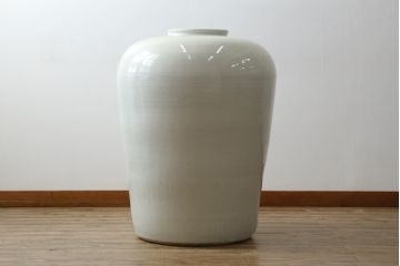 和製アンティーク　超特大!!　花器に最適!!　明治期　伊万里　白磁　古い造り酒屋の味わい深い大酒甕(酒壺、酒器、かめ、つぼ、壷)(R-083014)