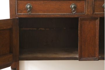 イギリスアンティーク　オーク材　アールデコ　気品を感じるミラーバックサイドボード(収納棚、戸棚、サイドキャビネット、英国)(R-083017)