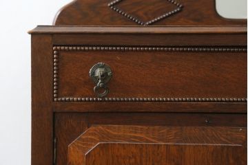 イギリスアンティーク　オーク材　アールデコ　気品を感じるミラーバックサイドボード(収納棚、戸棚、サイドキャビネット、英国)(R-083017)