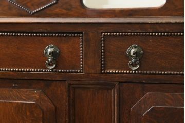 イギリスアンティーク　オーク材　アールデコ　気品を感じるミラーバックサイドボード(収納棚、戸棚、サイドキャビネット、英国)(R-083017)