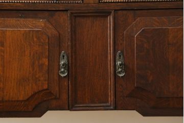 イギリスアンティーク　オーク材　アールデコ　気品を感じるミラーバックサイドボード(収納棚、戸棚、サイドキャビネット、英国)(R-083017)