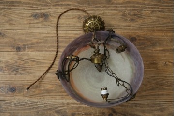 フランスアンティーク　アールヌーヴォー　アール・デコ期　ミューラー兄弟(Muller Freres Luneville)　優美な色彩でヨーロッパ的な品格と温もりを感じる吊り下げ照明　(R-083019)