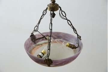 フランスアンティーク　アールヌーヴォー　アール・デコ期　ミューラー兄弟(Muller Freres Luneville)　優美な色彩でヨーロッパ的な品格と温もりを感じる吊り下げ照明　(R-083019)