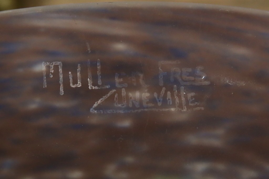 フランスアンティーク　アールヌーヴォー　アール・デコ期　ミューラー兄弟(Muller Freres Luneville)　優美な色彩でヨーロッパ的な品格と温もりを感じる吊り下げ照明　(R-083019)