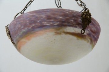 フランスアンティーク　アールヌーヴォー　アール・デコ期　ミューラー兄弟(Muller Freres Luneville)　優美な色彩でヨーロッパ的な品格と温もりを感じる吊り下げ照明　(R-083019)