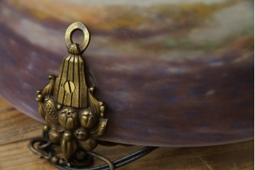 フランスアンティーク　アールヌーヴォー　アール・デコ期　ミューラー兄弟(Muller Freres Luneville)　優美な色彩でヨーロッパ的な品格と温もりを感じる吊り下げ照明　(R-083019)