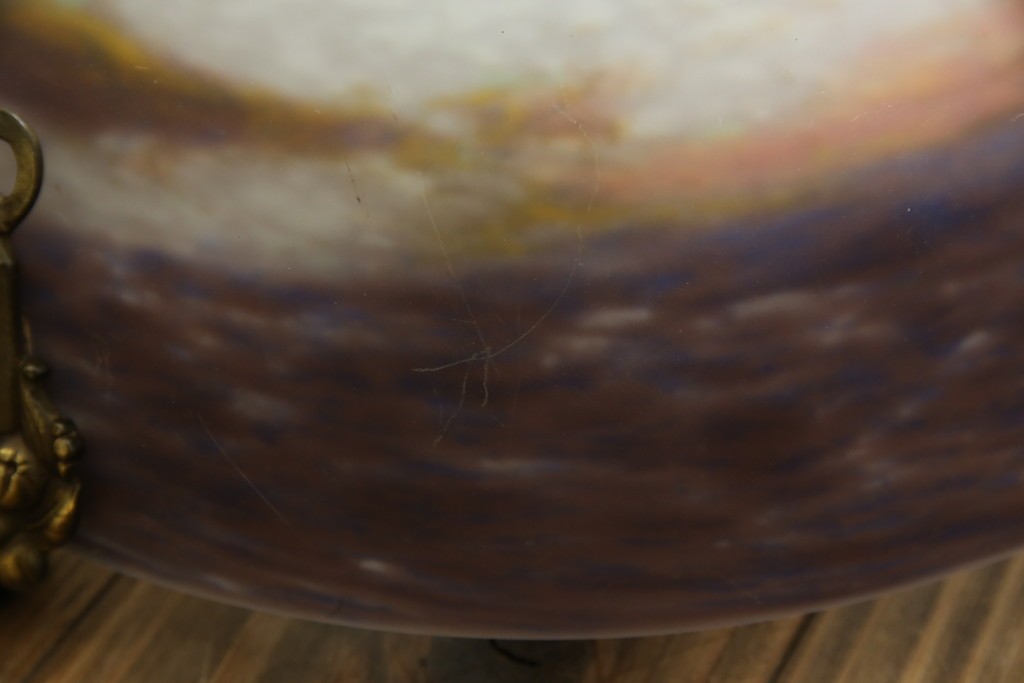 フランスアンティーク　アールヌーヴォー　アール・デコ期　ミューラー兄弟(Muller Freres Luneville)　優美な色彩でヨーロッパ的な品格と温もりを感じる吊り下げ照明　(R-083019)