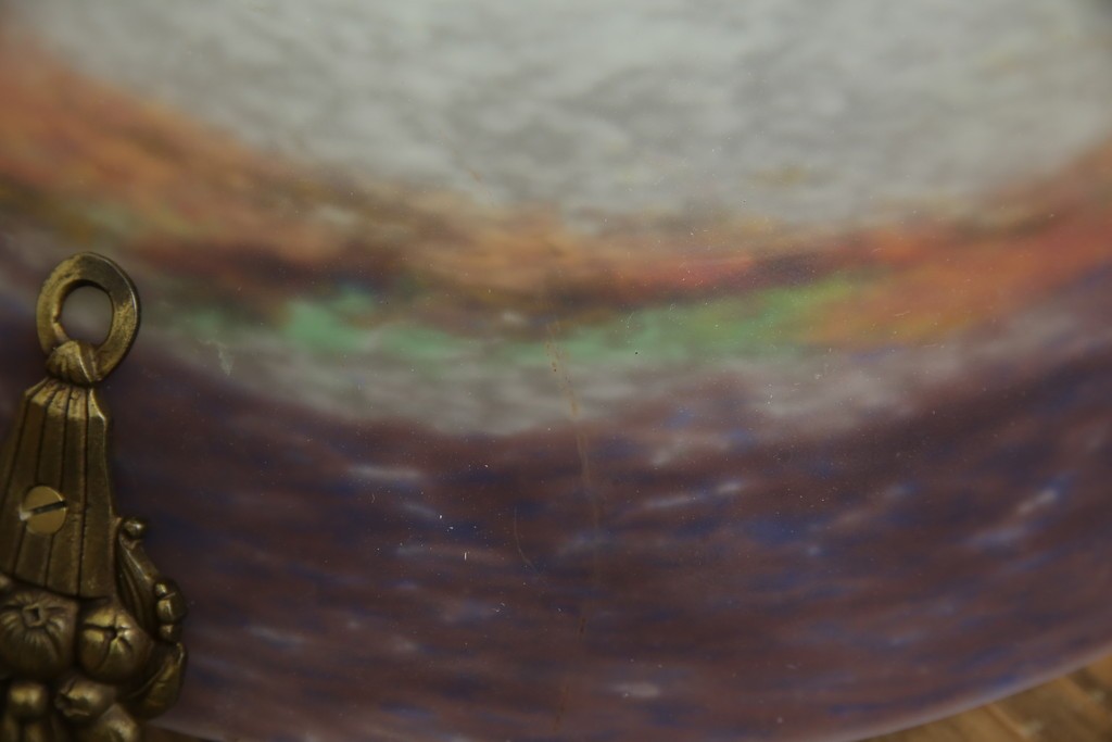 フランスアンティーク　アールヌーヴォー　アール・デコ期　ミューラー兄弟(Muller Freres Luneville)　優美な色彩でヨーロッパ的な品格と温もりを感じる吊り下げ照明　(R-083019)